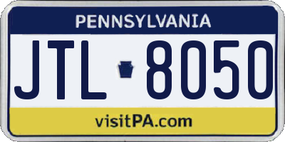PA license plate JTL8050