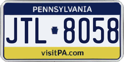PA license plate JTL8058