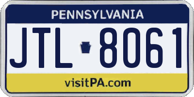 PA license plate JTL8061