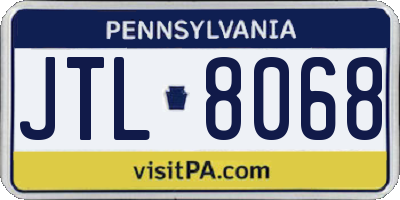 PA license plate JTL8068