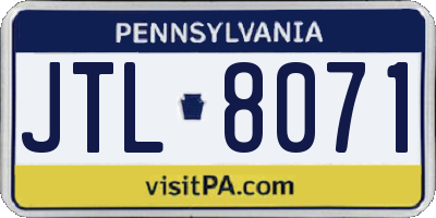 PA license plate JTL8071