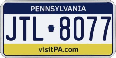 PA license plate JTL8077