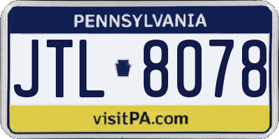 PA license plate JTL8078