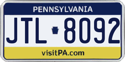 PA license plate JTL8092