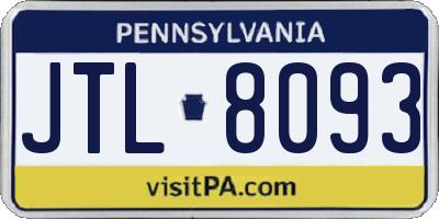 PA license plate JTL8093