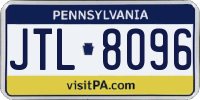 PA license plate JTL8096