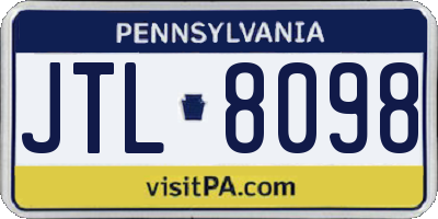 PA license plate JTL8098