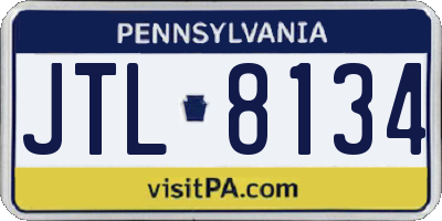 PA license plate JTL8134