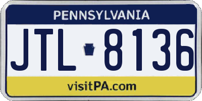 PA license plate JTL8136