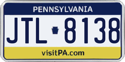 PA license plate JTL8138
