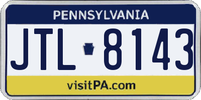 PA license plate JTL8143