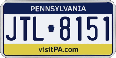 PA license plate JTL8151