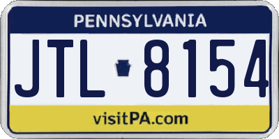 PA license plate JTL8154