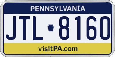 PA license plate JTL8160