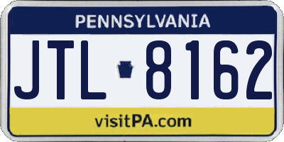 PA license plate JTL8162