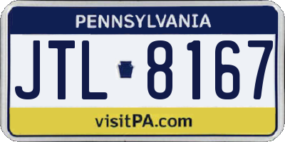 PA license plate JTL8167