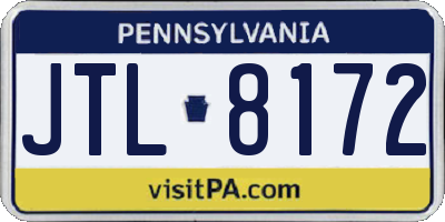 PA license plate JTL8172