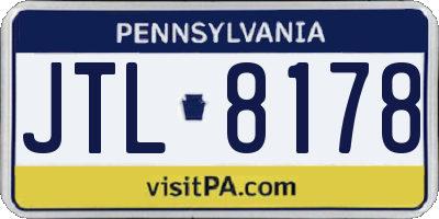 PA license plate JTL8178