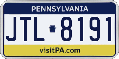 PA license plate JTL8191