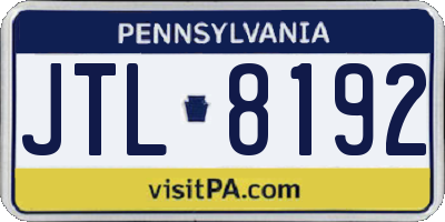 PA license plate JTL8192