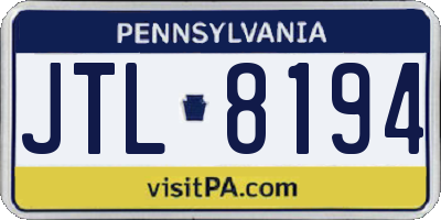 PA license plate JTL8194