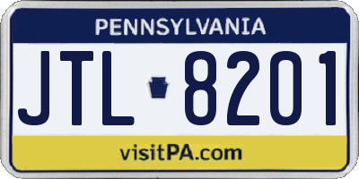 PA license plate JTL8201