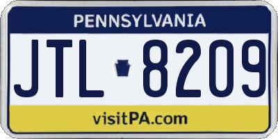PA license plate JTL8209