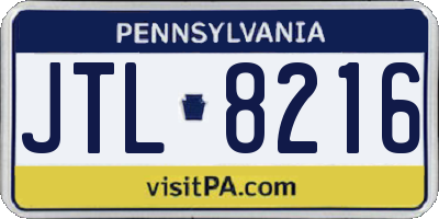 PA license plate JTL8216