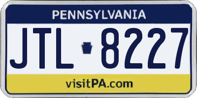 PA license plate JTL8227