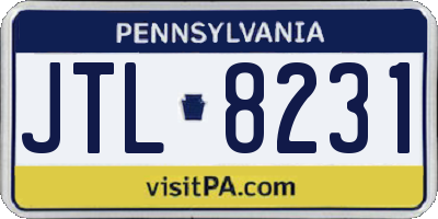 PA license plate JTL8231