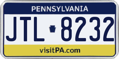 PA license plate JTL8232