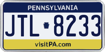 PA license plate JTL8233