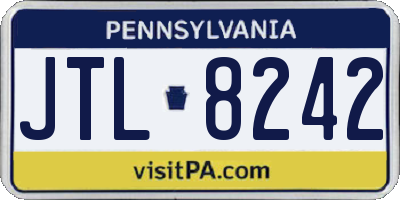 PA license plate JTL8242