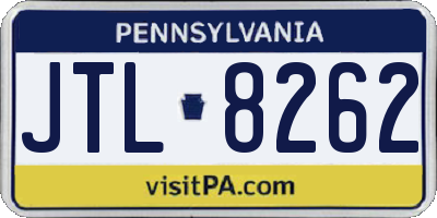 PA license plate JTL8262
