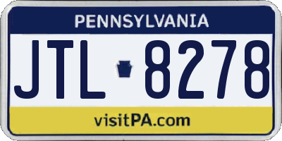 PA license plate JTL8278