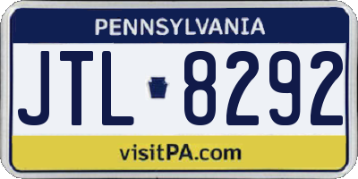 PA license plate JTL8292
