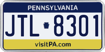 PA license plate JTL8301