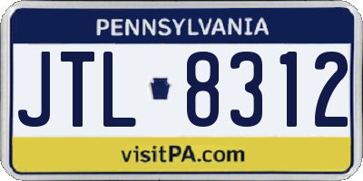 PA license plate JTL8312