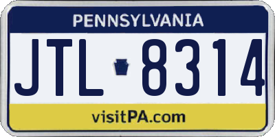PA license plate JTL8314