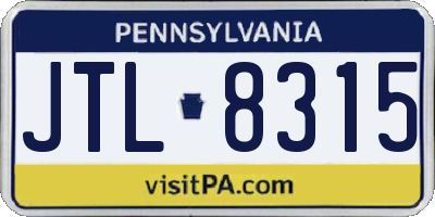 PA license plate JTL8315