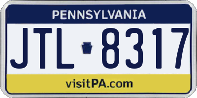 PA license plate JTL8317
