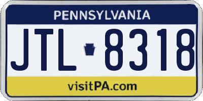 PA license plate JTL8318