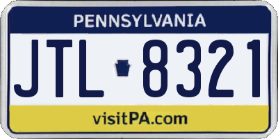 PA license plate JTL8321