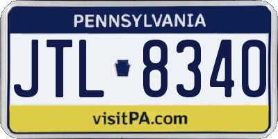 PA license plate JTL8340