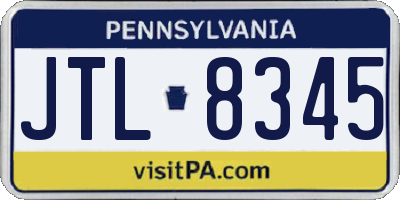 PA license plate JTL8345