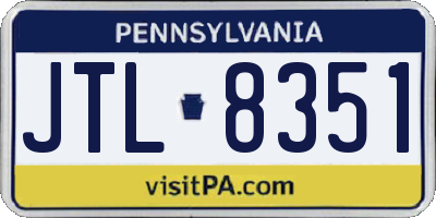 PA license plate JTL8351