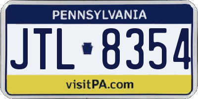 PA license plate JTL8354