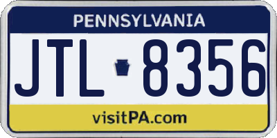 PA license plate JTL8356