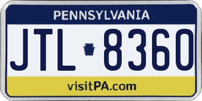 PA license plate JTL8360