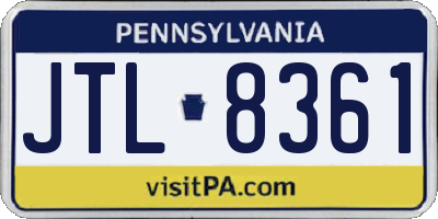 PA license plate JTL8361
